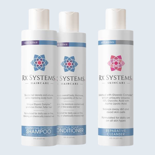 Volumizing Glycolic Shampoo, Conditioner, and Reparative Cleanser Bundle